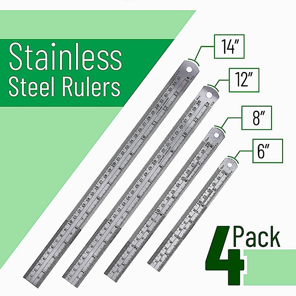 💥BRAND NEW💥Mr. Pen Stainless Steel Rulers with Protective Covering 4 pk. qty 1